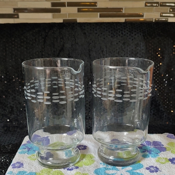 MCM Etched Glass Martini Pitchers - Picture 1 of 6